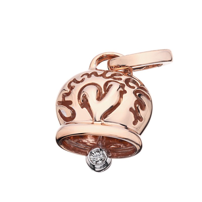 Campanella in oro rosa e un diamante nel batacchio