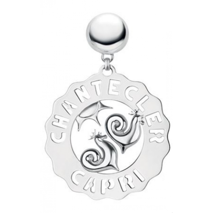 Mono Orecchino grande Galli e sole in argento