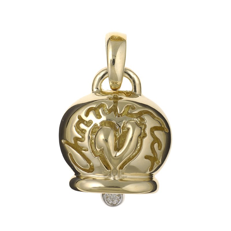 Campanella in oro giallo e un diamante nel batacchio