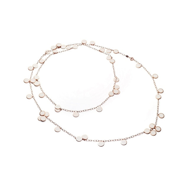 Collana Paillettes lunga 124 cm in oro rosa 18Kt e smalto bianco