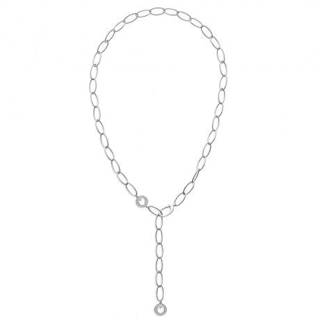 Collana 61 cm in oro bianco 18 kt con due elementi in diamanti