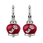 Orecchini campanella micro con cornetti in argento e smalto rosso perlato