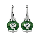 Orecchini campanella micro con quadrifogli in argento e smalto verde perlato