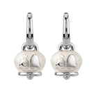 Orecchini campanella micro con faragliori in argento e smalto bianco perlato