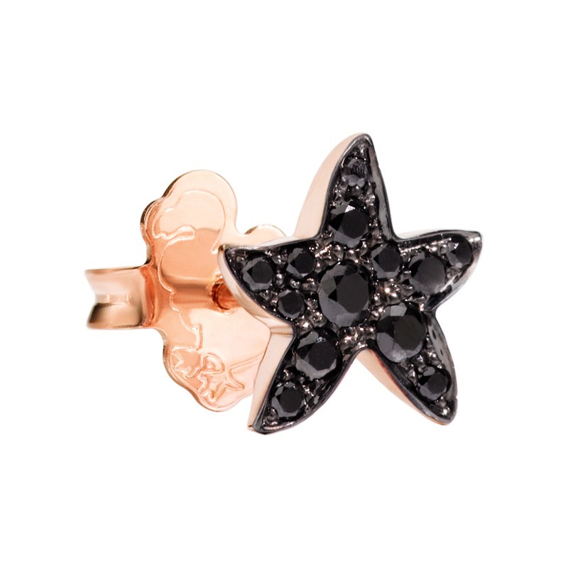 Orecchino stella marina in oro rosa e diamanti black - Dodo