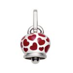 Ciondolo Campanella in argento con cuoricini in smalto rosso