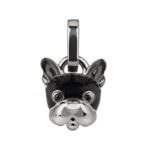 Ciondolo cane micro in argento, smalto nero e spinello nero